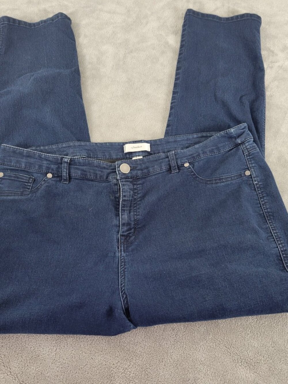CJ Banks Jeans 20W Womens Plus Dark Wash Straight Elastic Waist Stretch SL111E